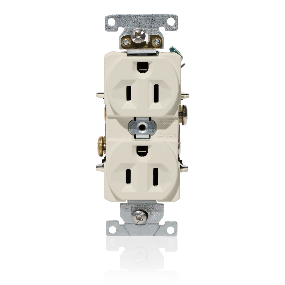 Product image for 15 Amp Duplex Receptacle/Outlet, Industrial Grade, Self-Grounding