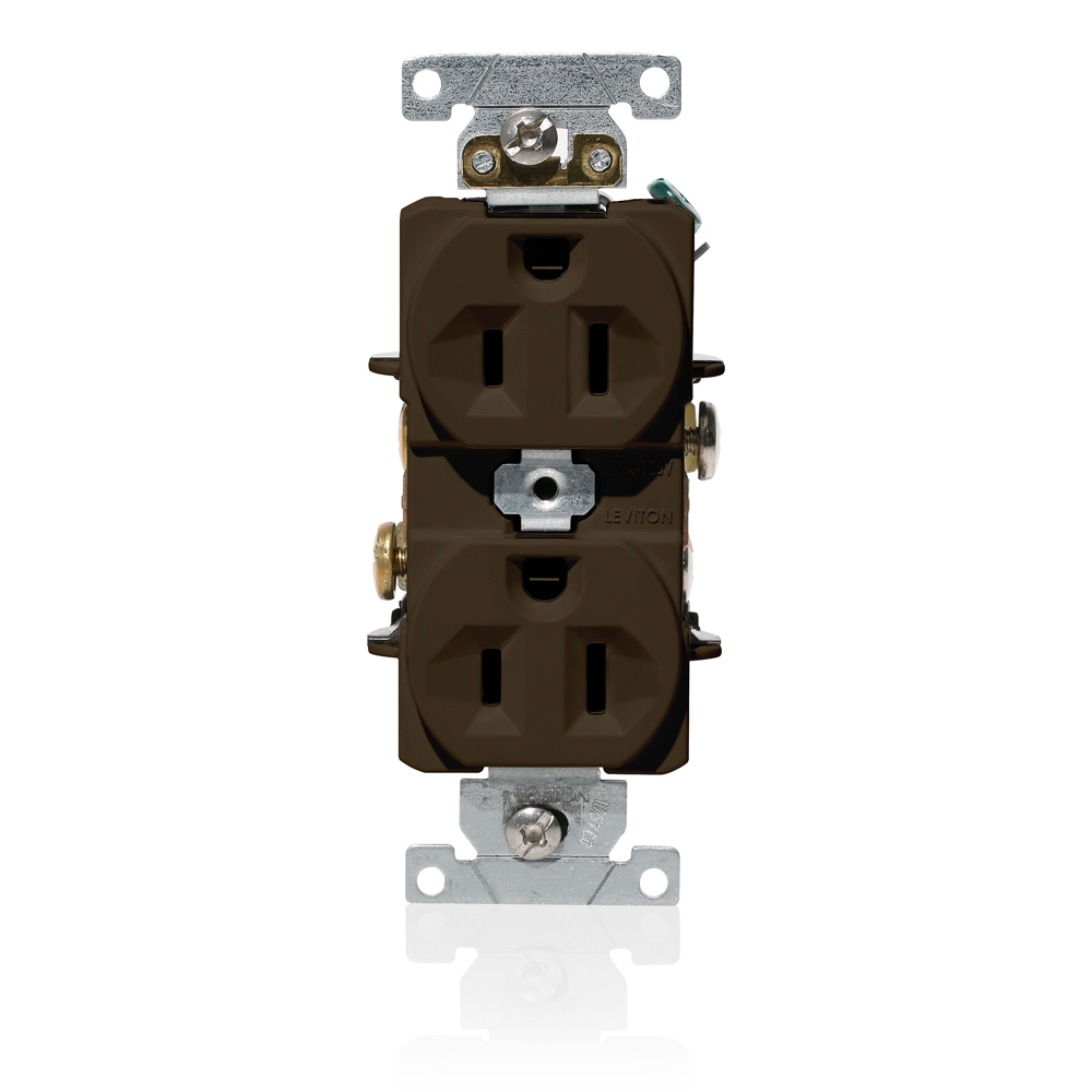 Product image for 15 Amp Duplex Receptacle/Outlet, Industrial Grade, Self-Grounding