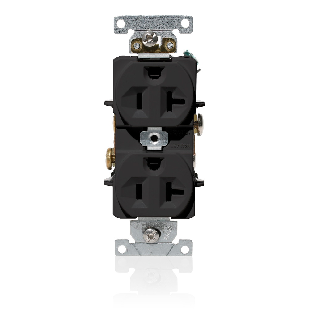 Product image for 20 Amp Duplex Receptacle/Outlet, Industrial Grade, Self-Grounding