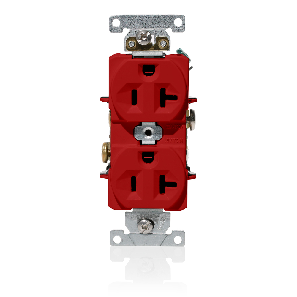 Product image for 20 Amp Duplex Receptacle/Outlet, Industrial Grade, Self-Grounding