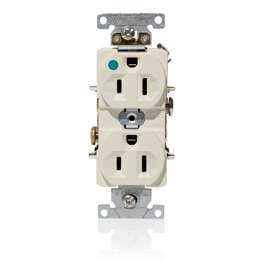 Product image for 15 Amp Duplex Receptacle/Outlet, Hospital Grade, Self-Grounding