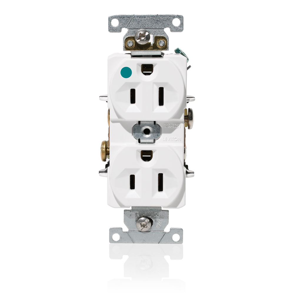 Product image for 15 Amp Duplex Receptacle/Outlet, Hospital Grade, Self-Grounding