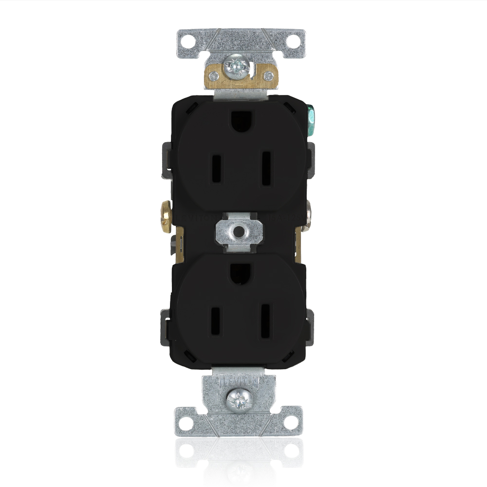 Product image for 15 Amp Duplex Receptacle/Outlet, Commercial Grade, Self-Grounding
