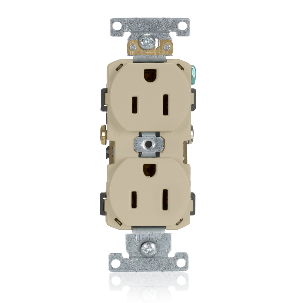 Product image for 15 Amp Duplex Receptacle/Outlet, Commercial Grade, Self-Grounding