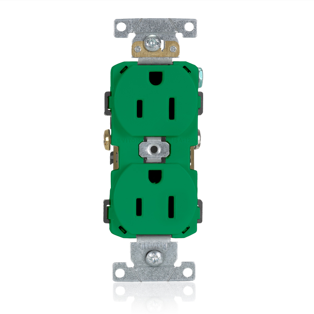 Product image for 15 Amp Duplex Receptacle/Outlet, Commercial Grade, Self-Grounding