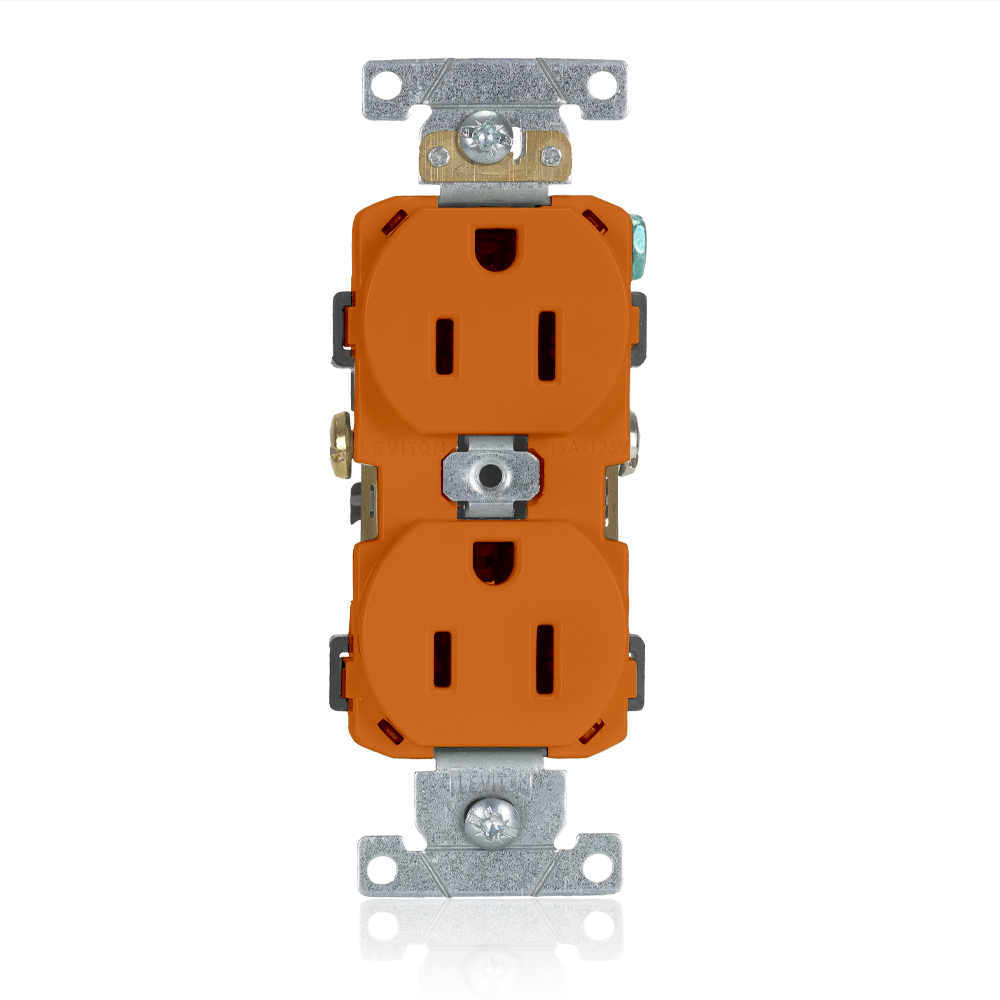 Product image for 15 Amp Duplex Receptacle/Outlet, Commercial Grade, Self-Grounding