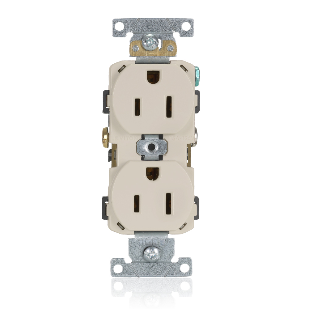 Product image for 15 Amp Duplex Receptacle/Outlet, Commercial Grade, Self-Grounding