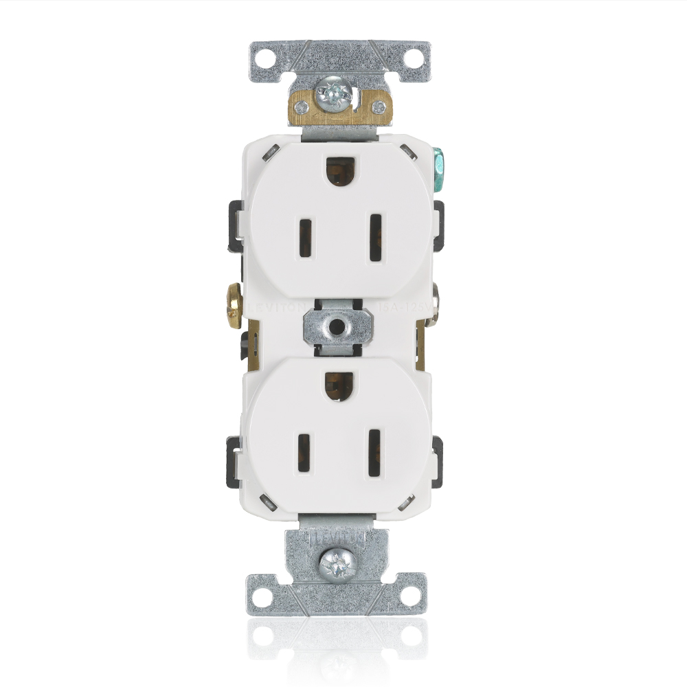 Product image for 15 Amp Duplex Receptacle/Outlet, Commercial Grade, Self-Grounding