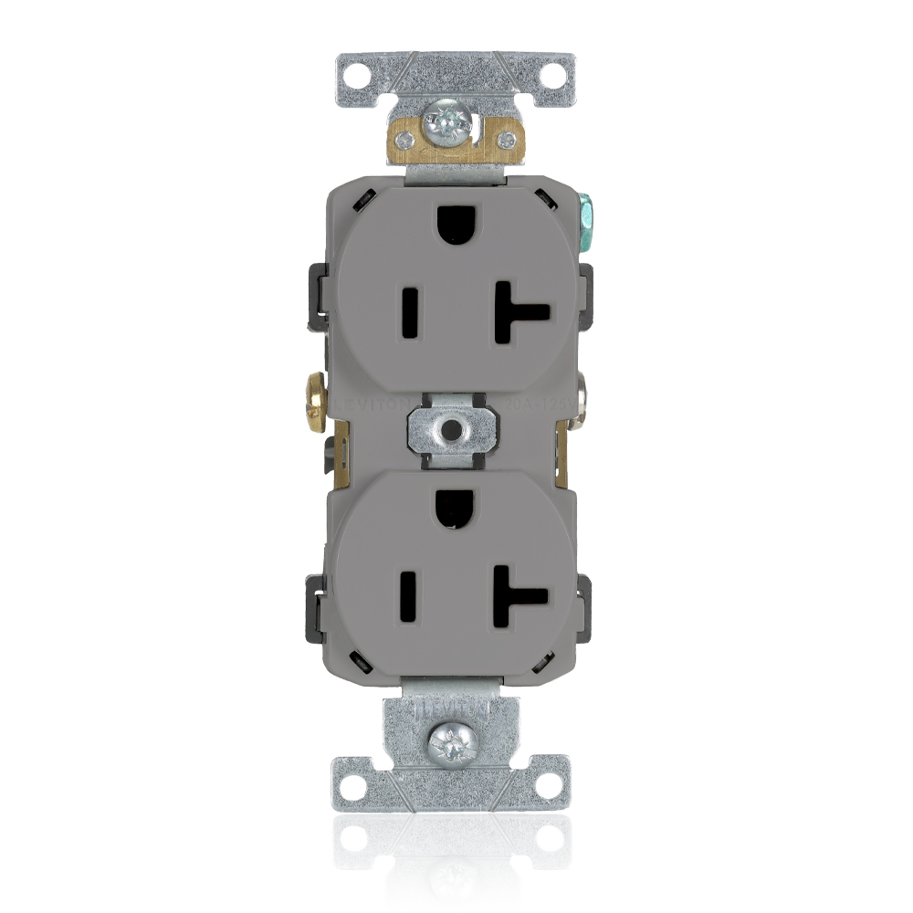 Product image for 20 Amp Duplex Receptacle/Outlet, Commercial Grade, Self-Grounding