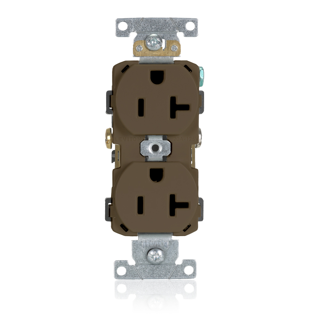 Product image for 20 Amp Duplex Receptacle/Outlet, Commercial Grade, Self-Grounding