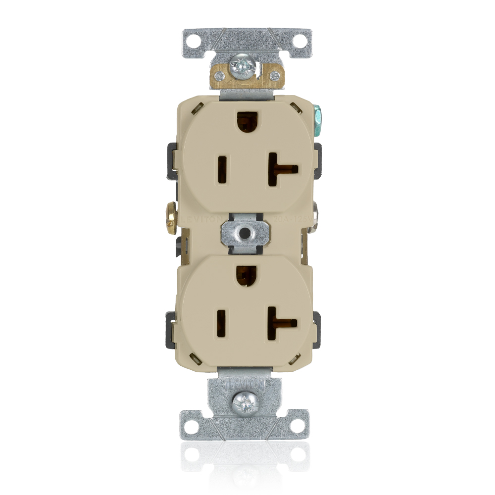 Product image for 20 Amp Duplex Receptacle/Outlet, Commercial Grade, Self-Grounding
