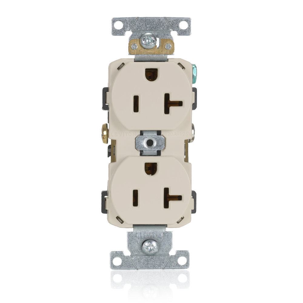 Product image for 20 Amp Duplex Receptacle/Outlet, Commercial Grade, Self-Grounding