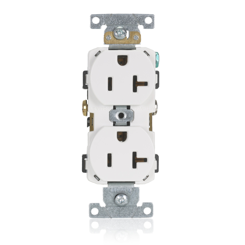 Product image for 20 Amp Duplex Receptacle/Outlet, Commercial Grade, Self-Grounding