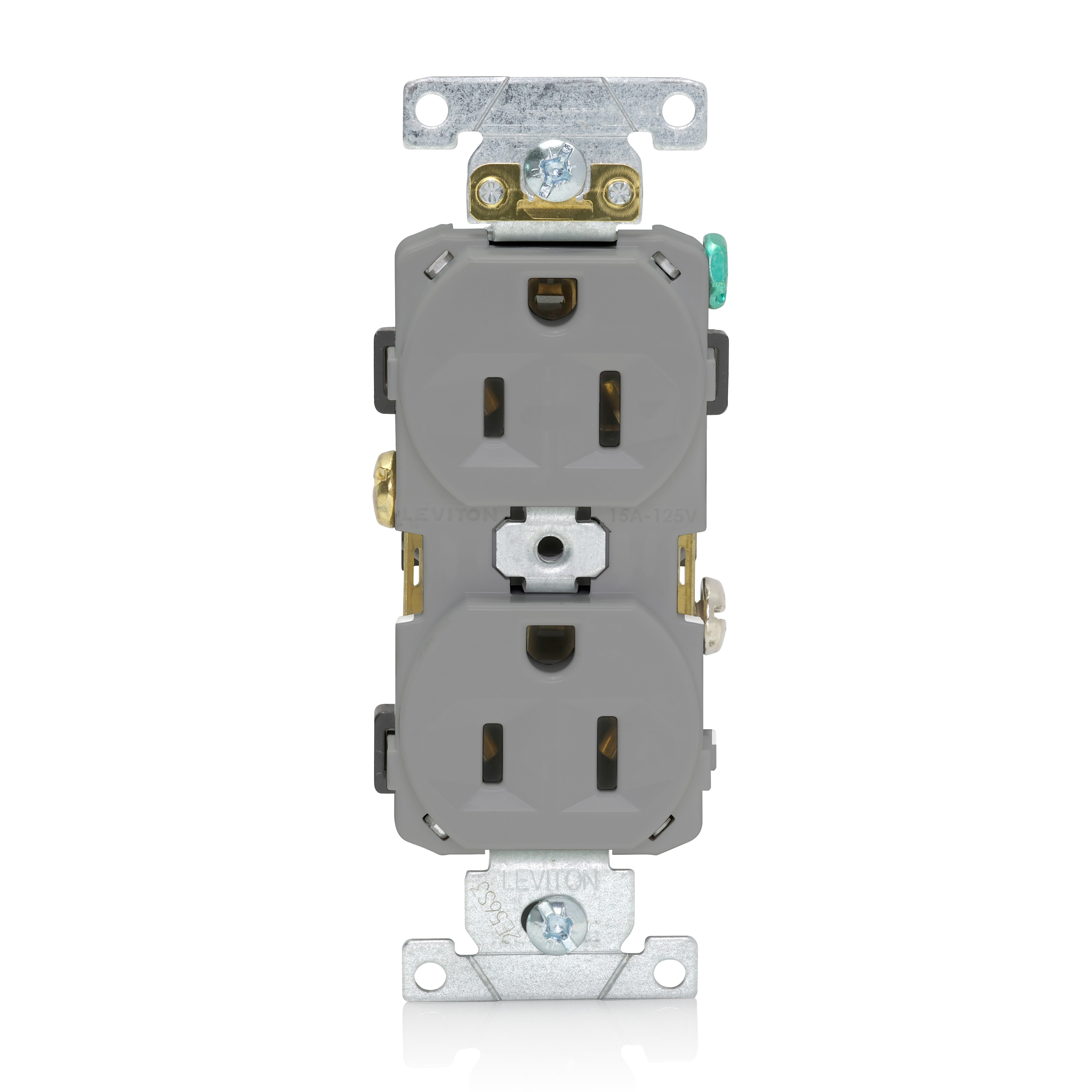 Product image for 15 Amp Duplex Receptacle/Outlet, Commercial Grade, Self-Grounding