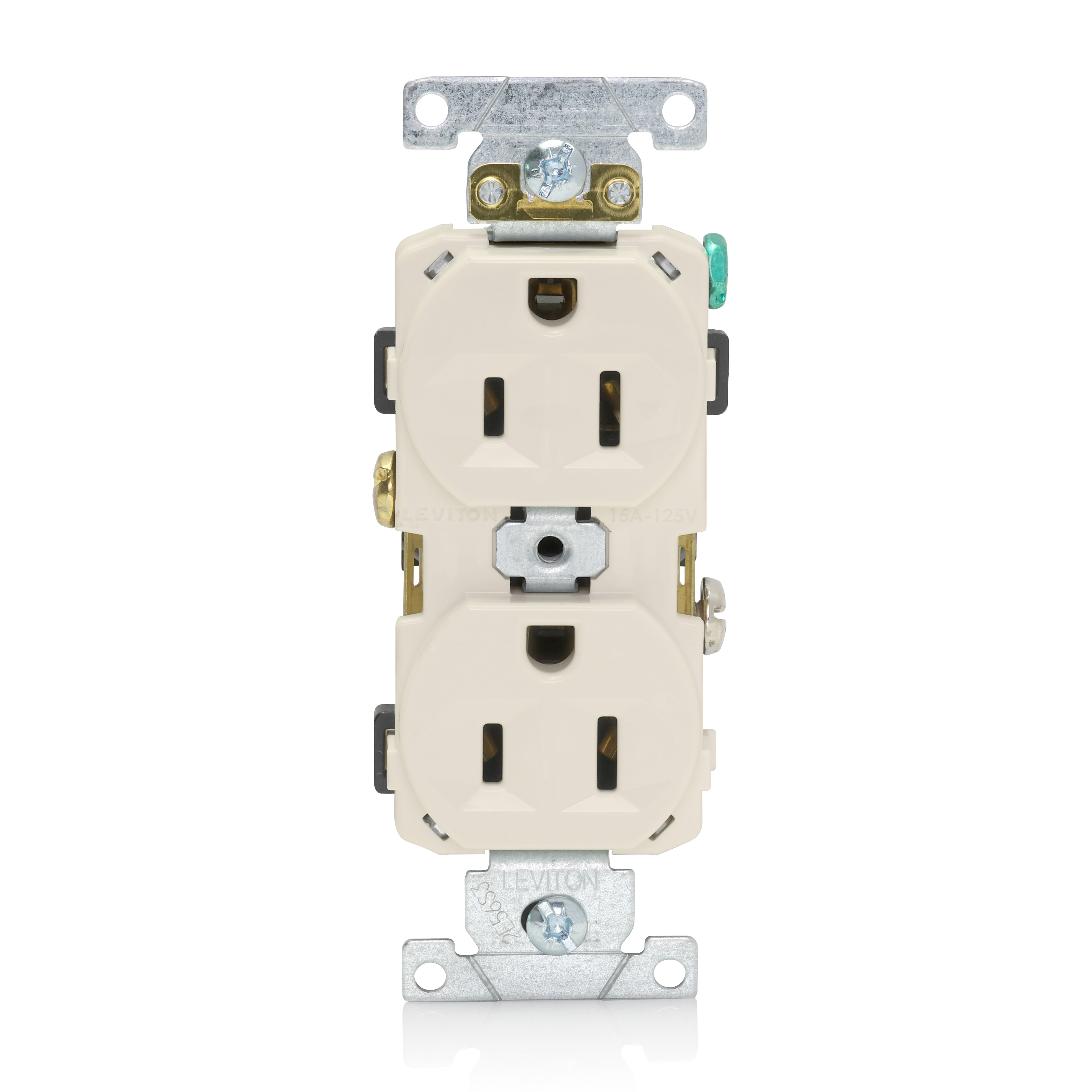 Product image for 15 Amp Duplex Receptacle/Outlet, Commercial Grade, Self-Grounding