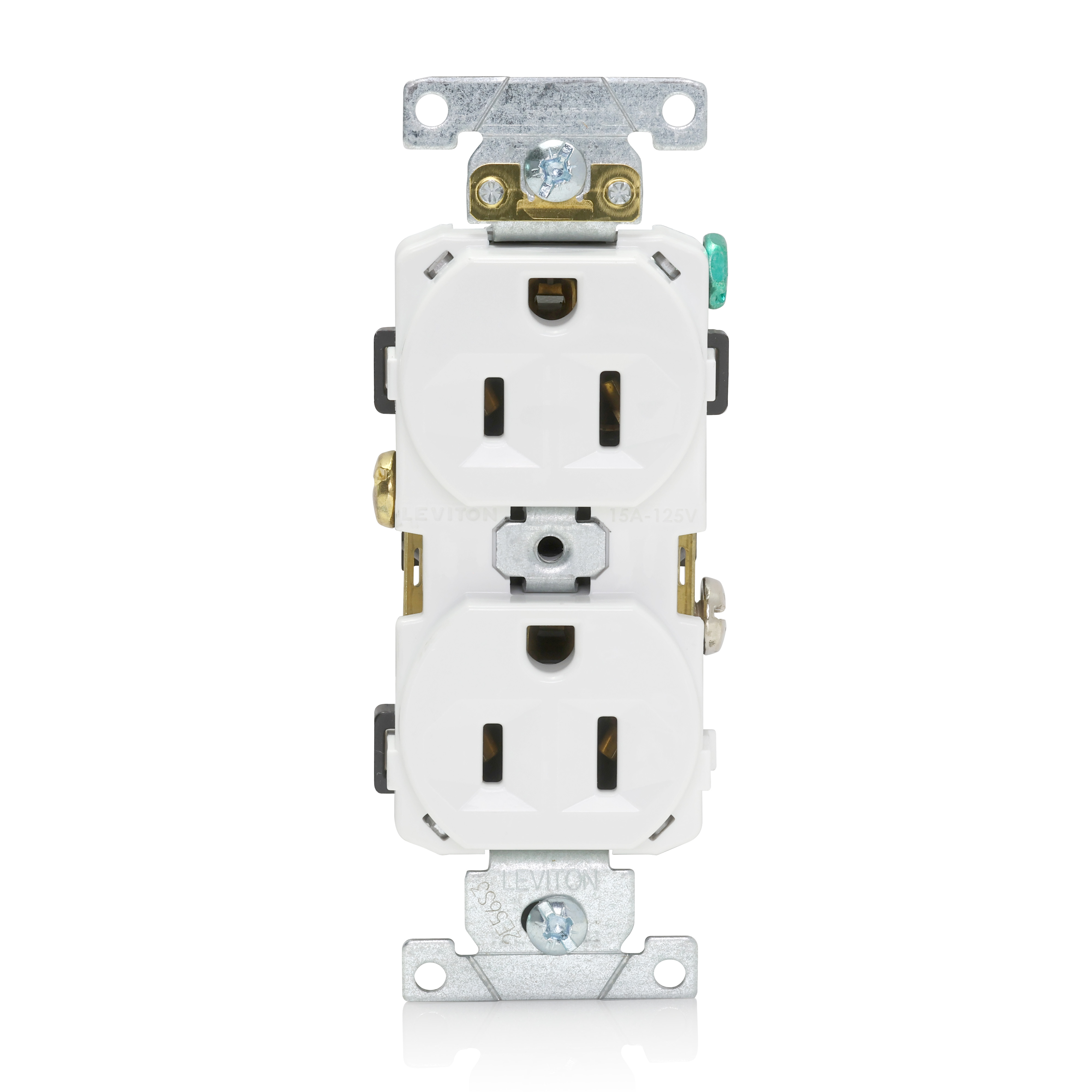 Product image for 15 Amp Duplex Receptacle/Outlet, Commercial Grade, Self-Grounding