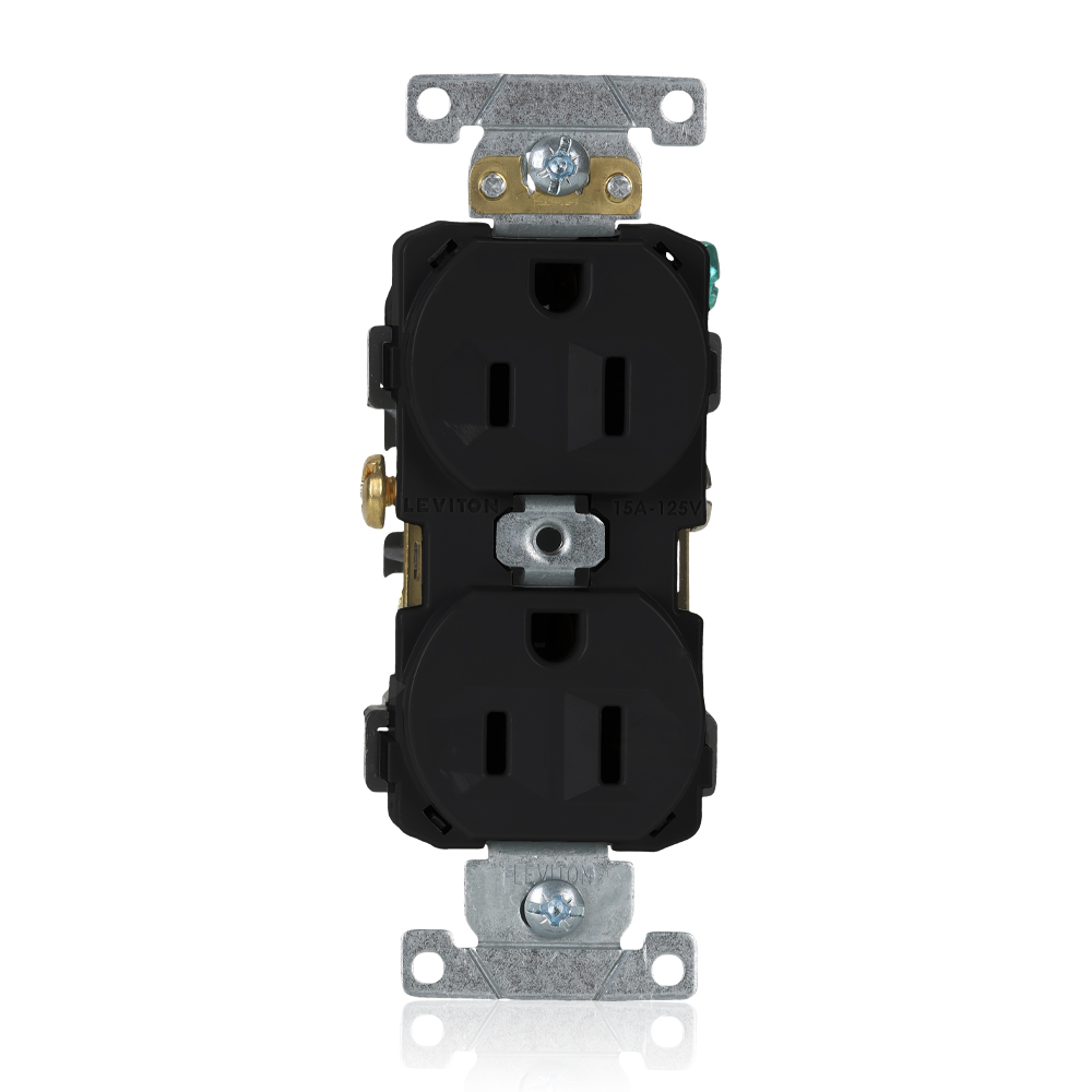 Product image for 15 Amp Duplex Receptacle/Outlet, Commercial Grade, Self-Grounding