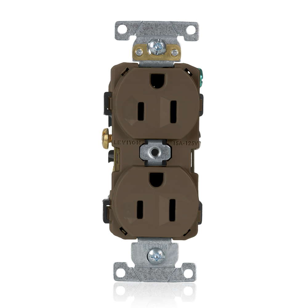 Product image for 15 Amp Duplex Receptacle/Outlet, Commercial Grade, Self-Grounding