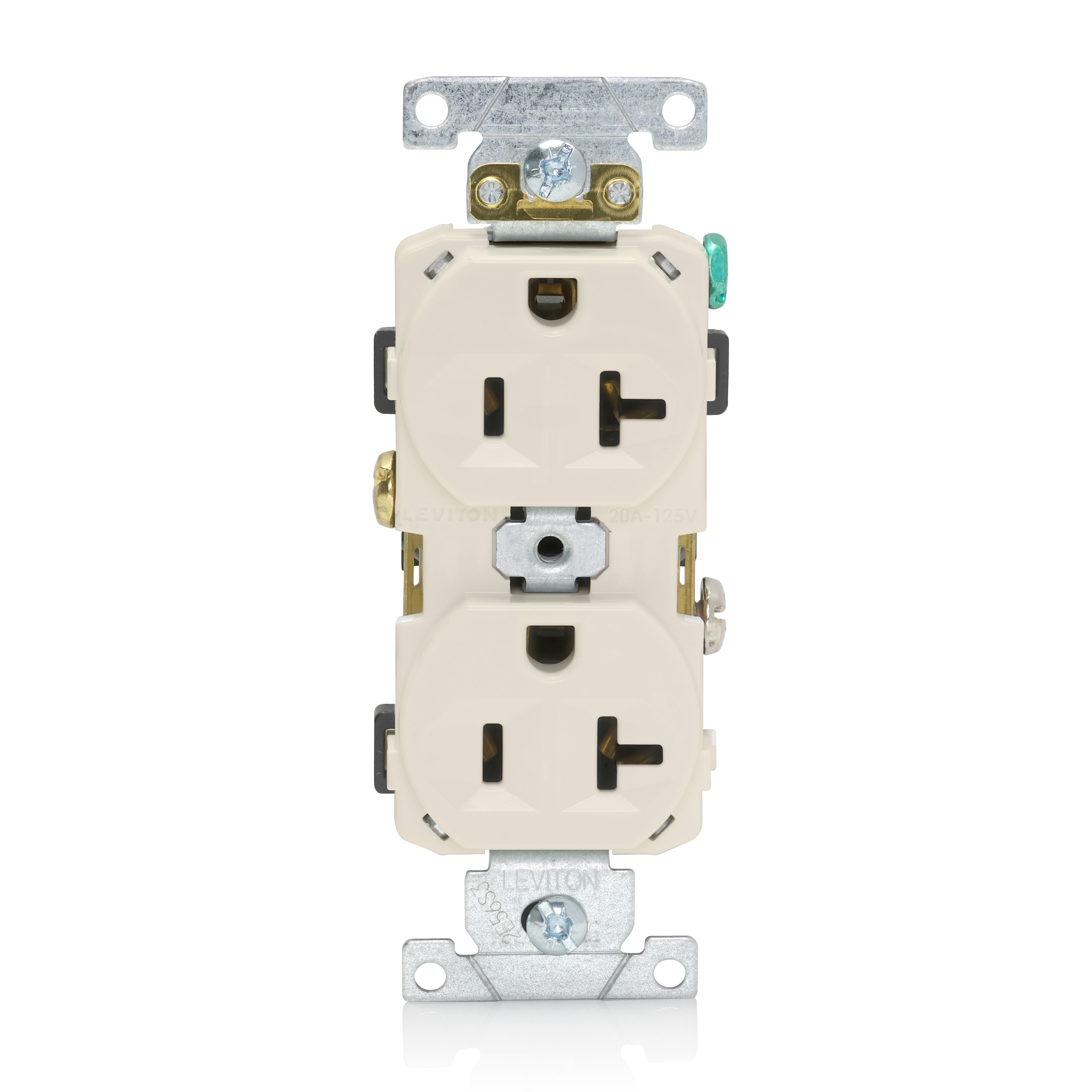 Product image for 20 Amp Duplex Receptacle/Outlet, Commercial Grade, Self-Grounding