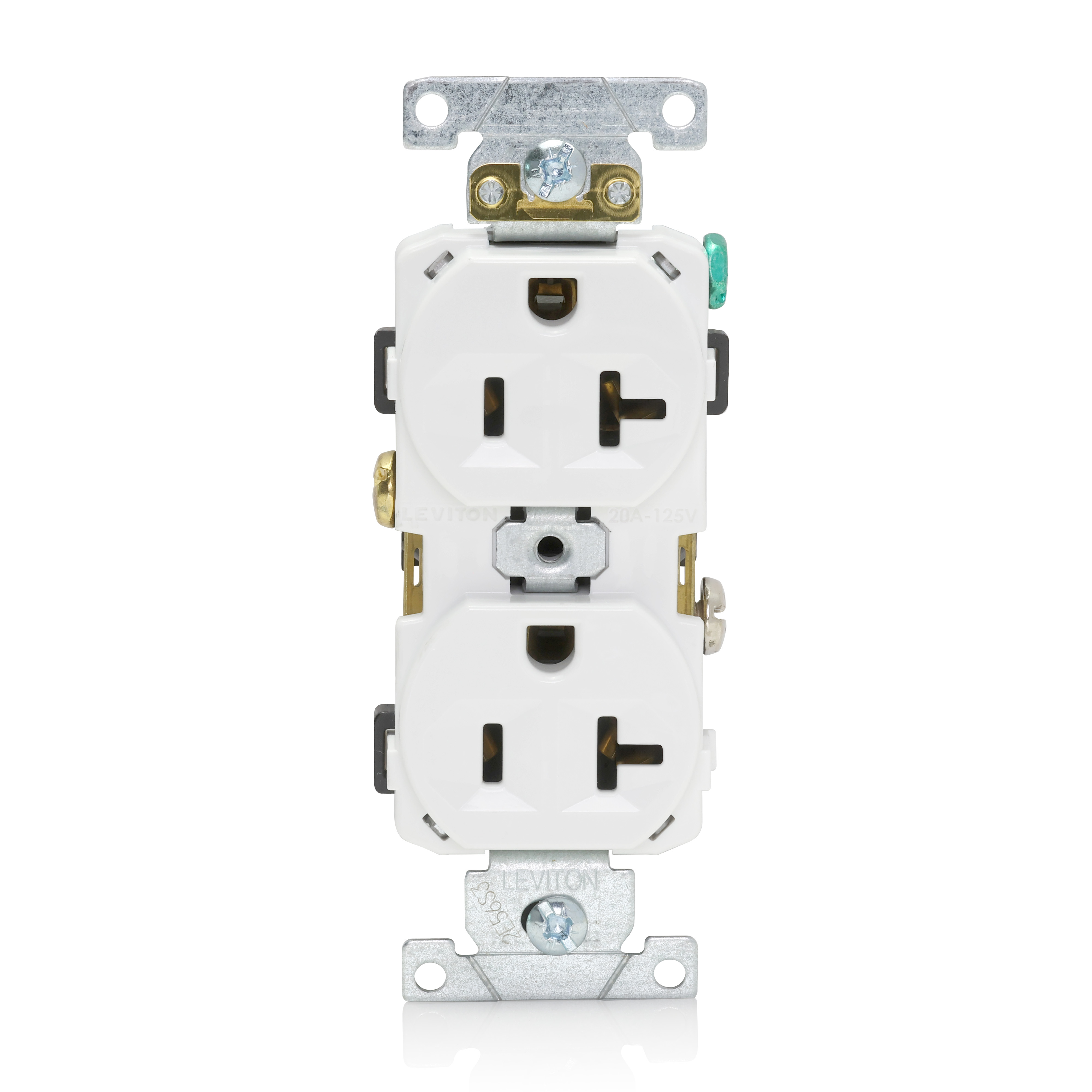 Product image for 20 Amp Duplex Receptacle/Outlet, Commercial Grade, Self-Grounding