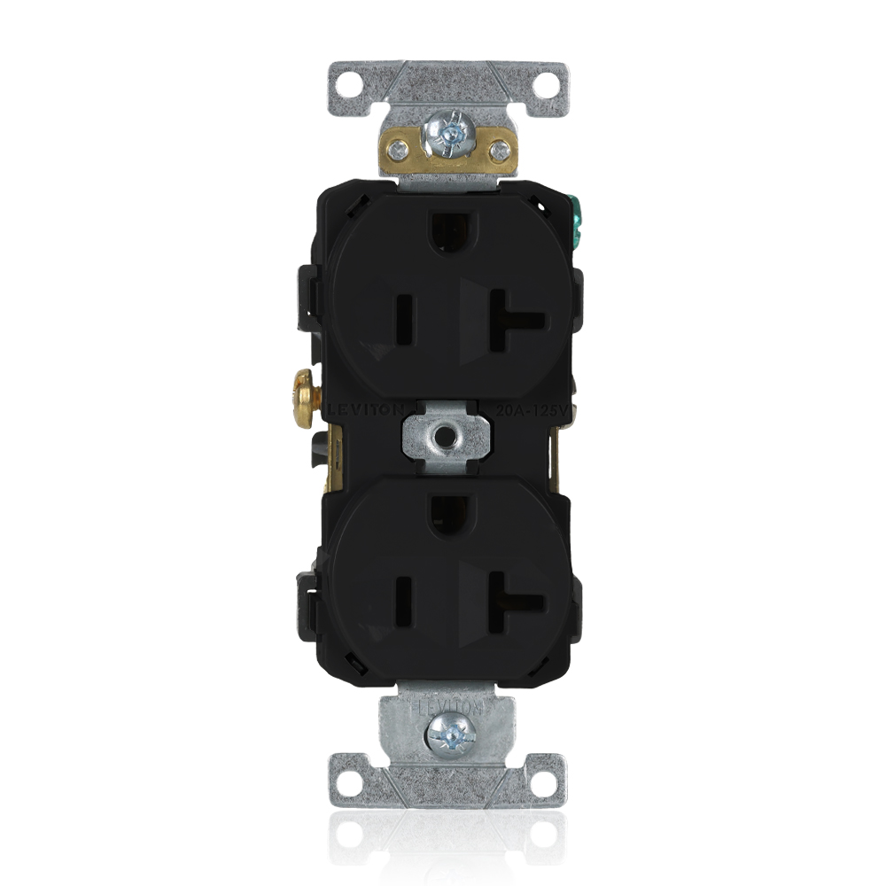 Product image for 20 Amp Duplex Receptacle/Outlet, Commercial Grade, Self-Grounding