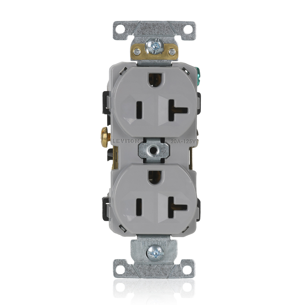 Product image for 20 Amp Duplex Receptacle/Outlet, Commercial Grade, Self-Grounding
