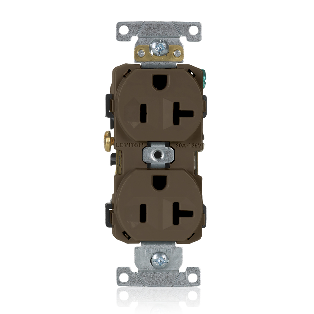 Product image for 20 Amp Duplex Receptacle/Outlet, Commercial Grade, Self-Grounding