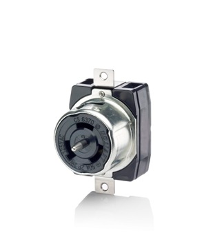 Product image for 50 Amp, 125 Volt, Black & White Locking Flush Mount Receptacle, Industrial Grade