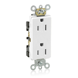 Product image for 15 Amp Decora Plus Duplex Receptacle/Outlet, Commercial Grade, Tamper-Resistant, Self-Grounding