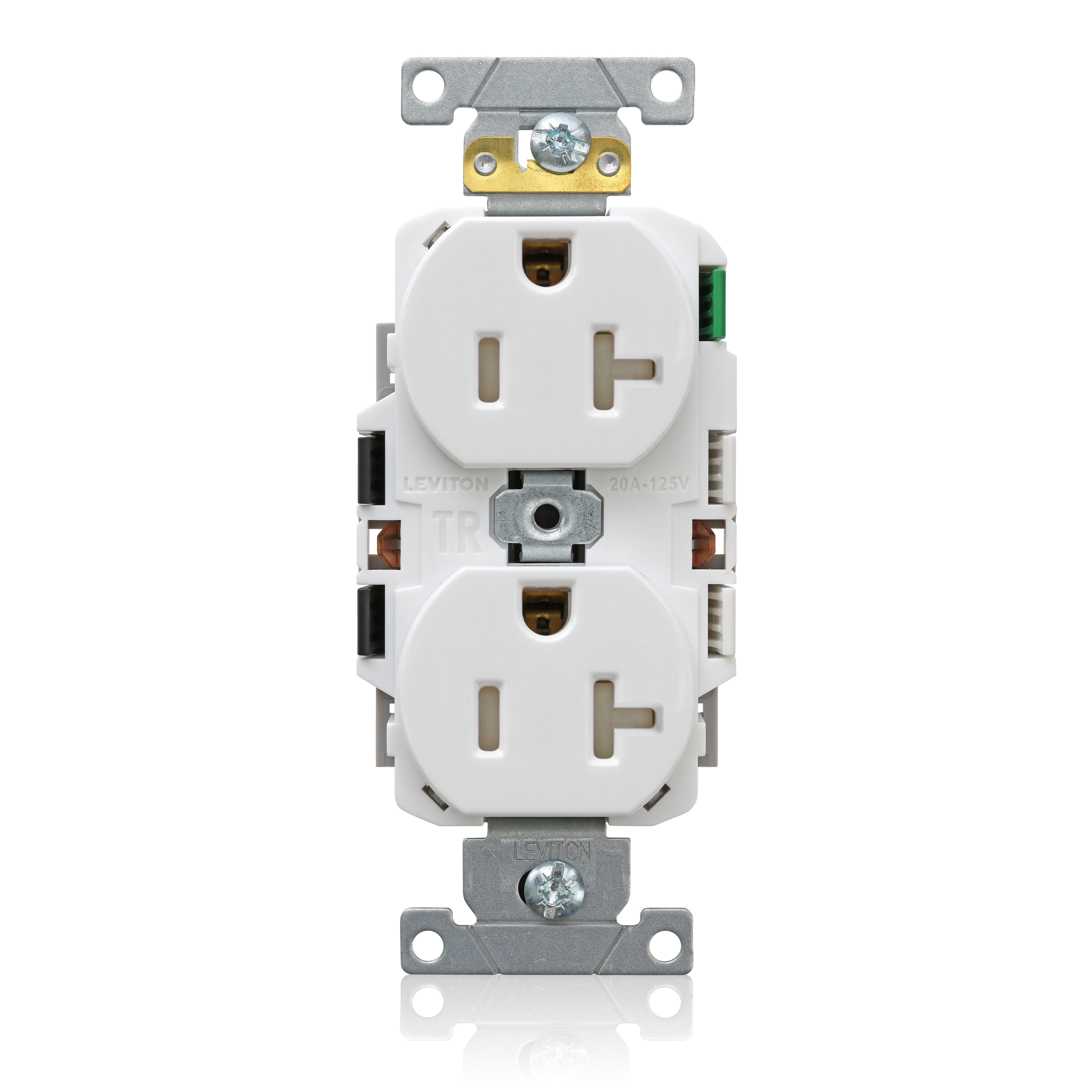 Product image for Lever Edge™ 20 Amp Duplex Receptacle/Outlet, Commercial Grade, Tamper-Resistant