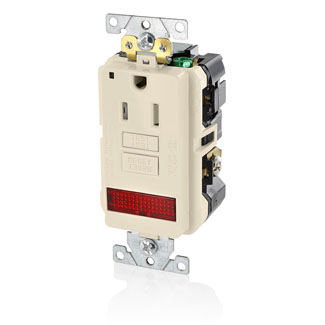 Product image for 15 Amp SmartlockPro® GFCI Receptacle/Outlet with Pilot Light, Industrial Grade, Tamper-Resistant