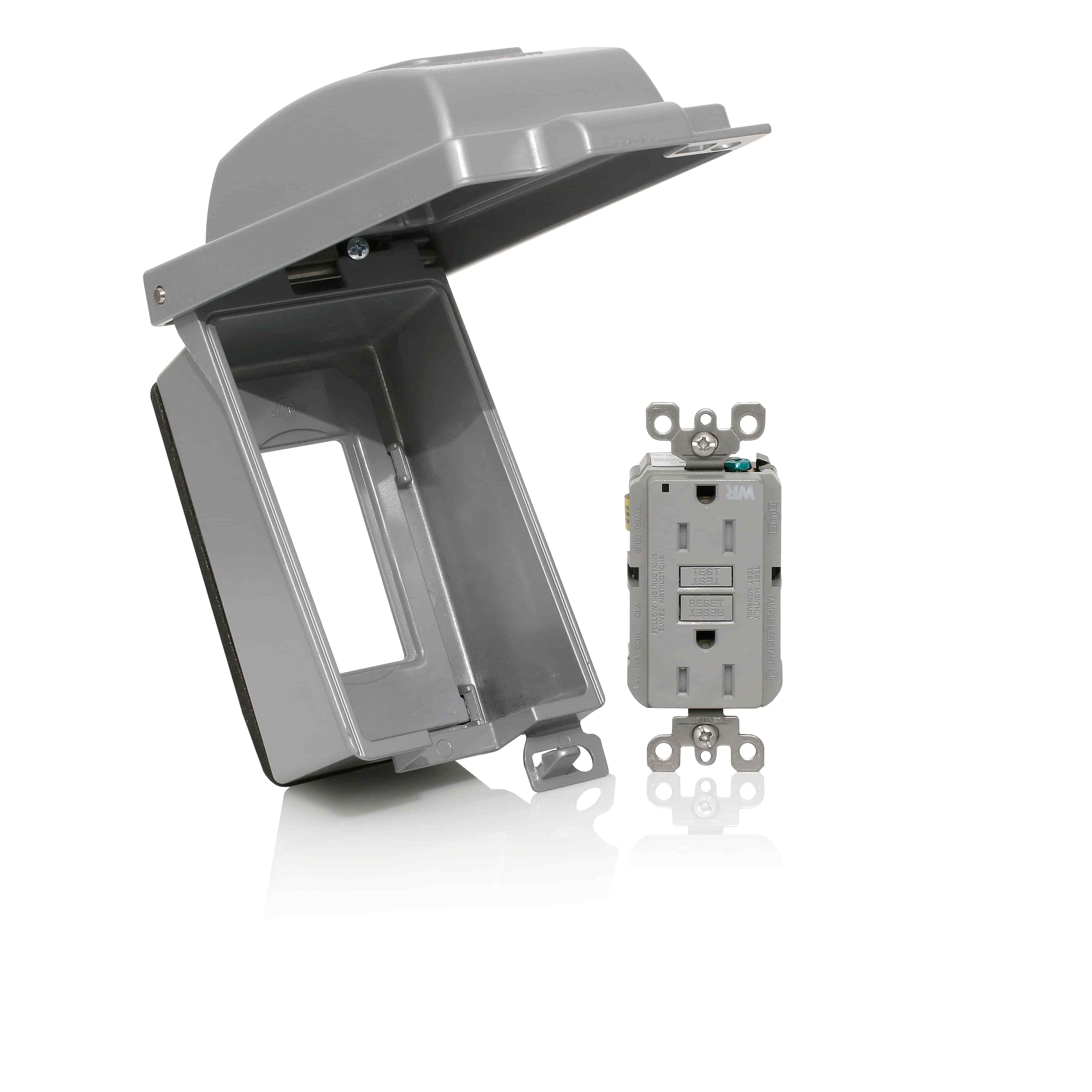 Product image for 1-Gang Weatherproof Receptacle Kit, Aluminum, Gray