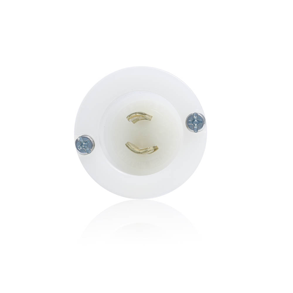 Product image for Mini Flanged Inlet Locking Receptacle, 15 Amp, 125 Volt, Industrial Grade, White