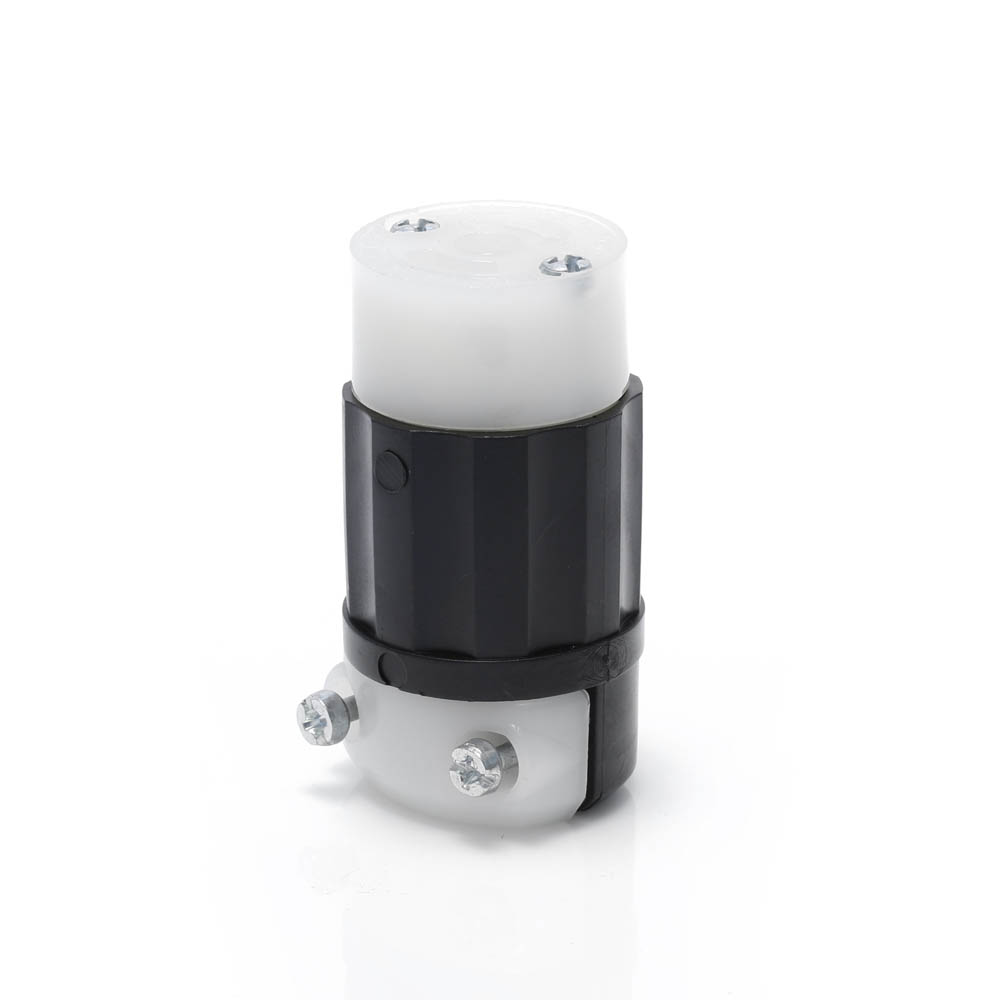 Product image for Mini Locking Connector, 15 Amp, 125 Volt, Industrial Grade, Black & White