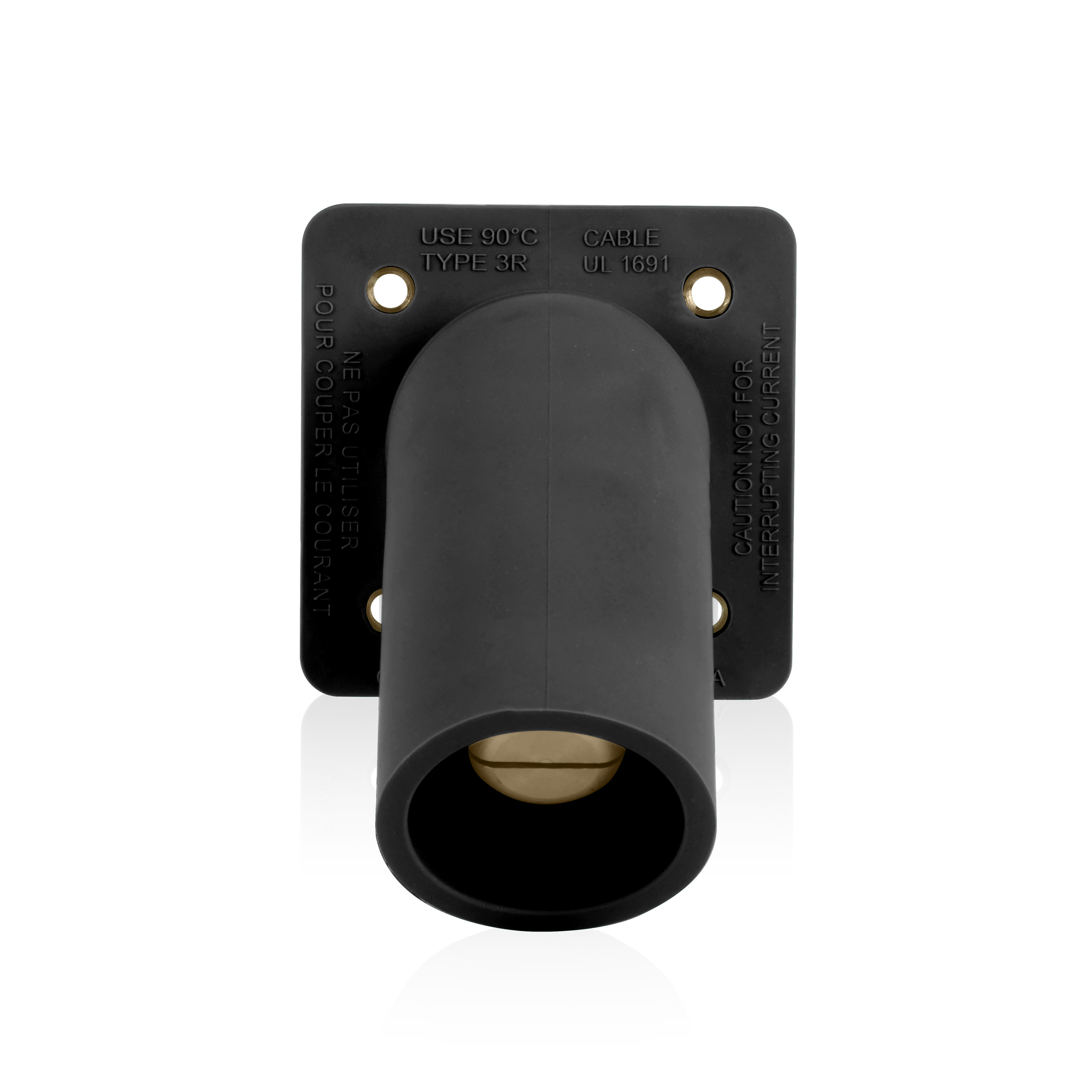 Product image for 16 Series Male Receptacle, 45-Degree, #2-4/0 AWG, Double Hole Bus Bar, Self-Clinching Nuts