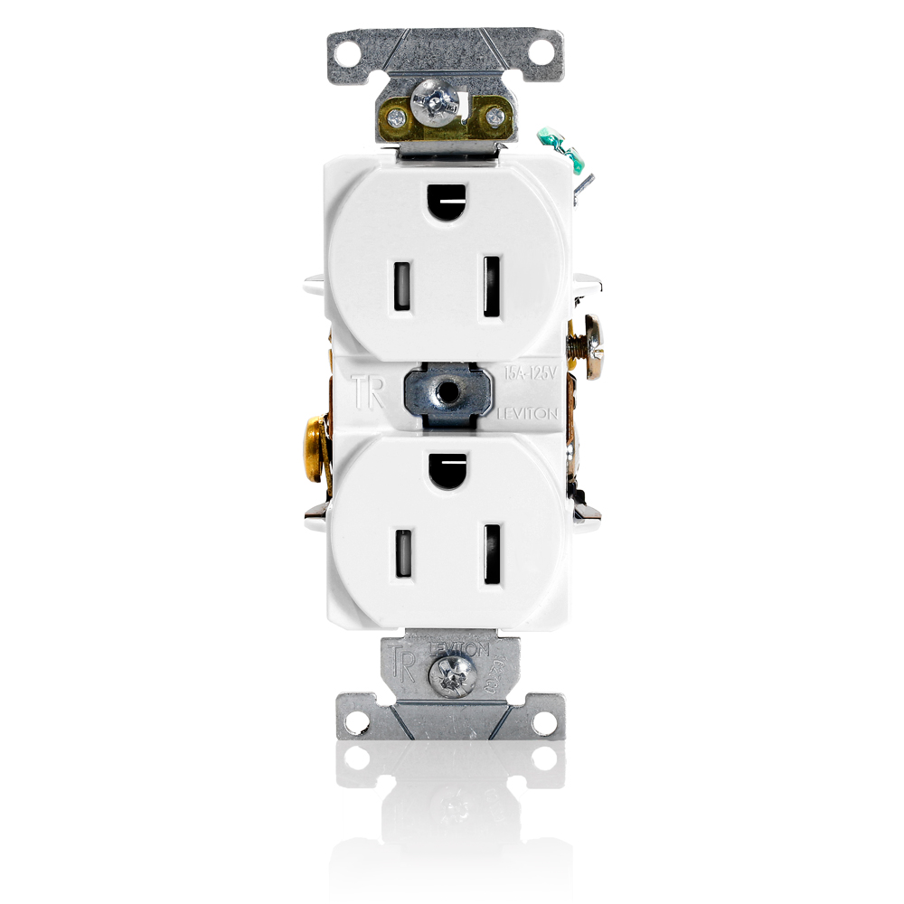 Product image for Tamper-Resistant Duplex Receptacle, 15 Amp, 125 Volt