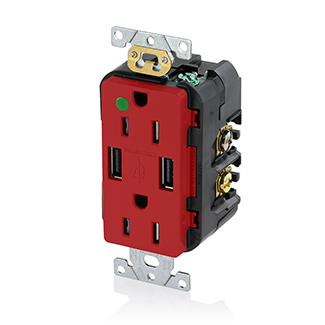 Product image for Tamper-Resistant USB Receptacle, 15 Amp, 125 Volt