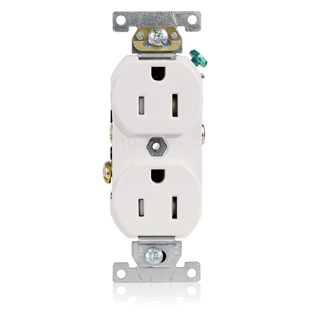 Product image for Tamper-Resistant Duplex Receptacle, 15 Amp, 125 Volt