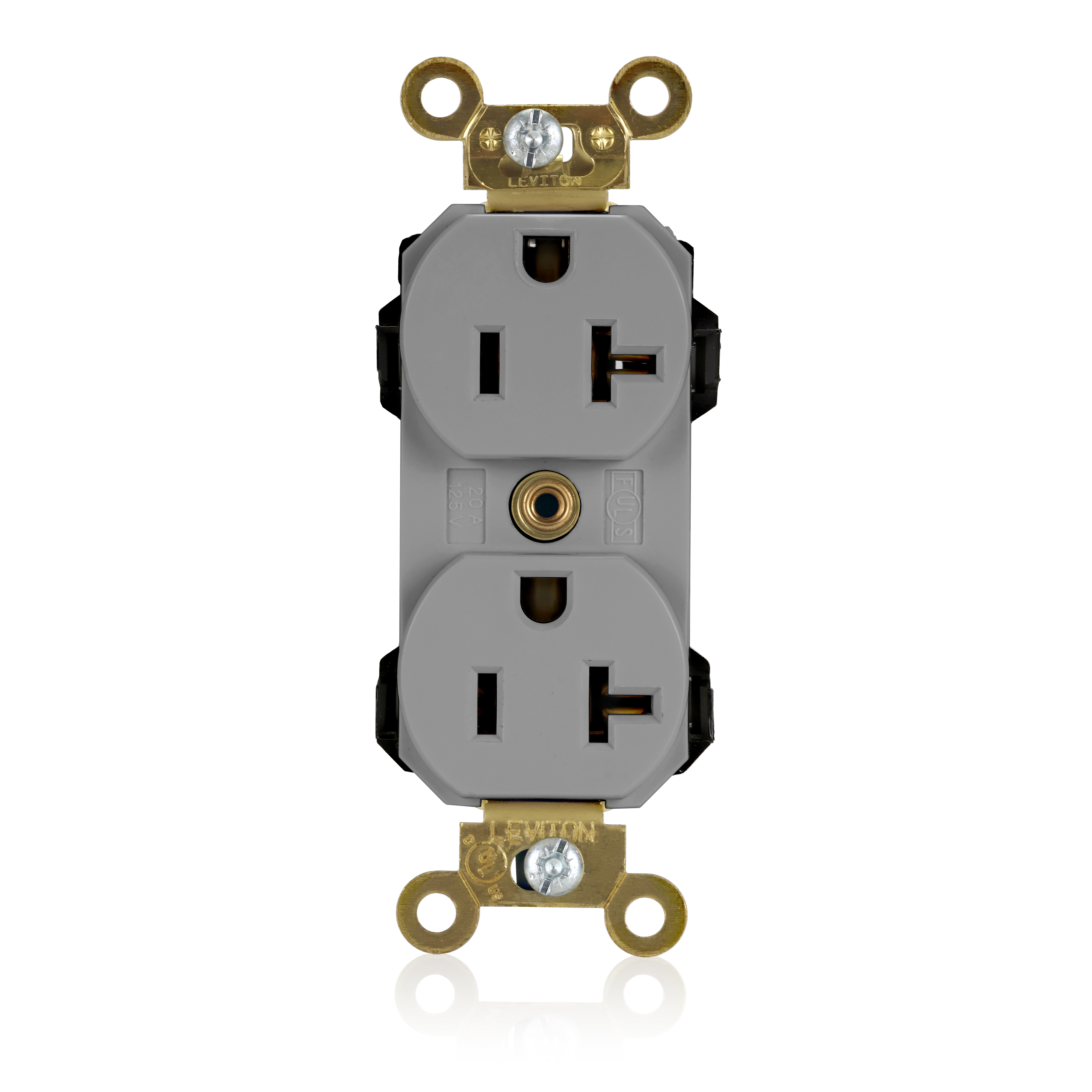 Product image for 20 Amp Lev-Lok® Duplex Receptacle/Outlet, Industrial Grade, Self-Grounding