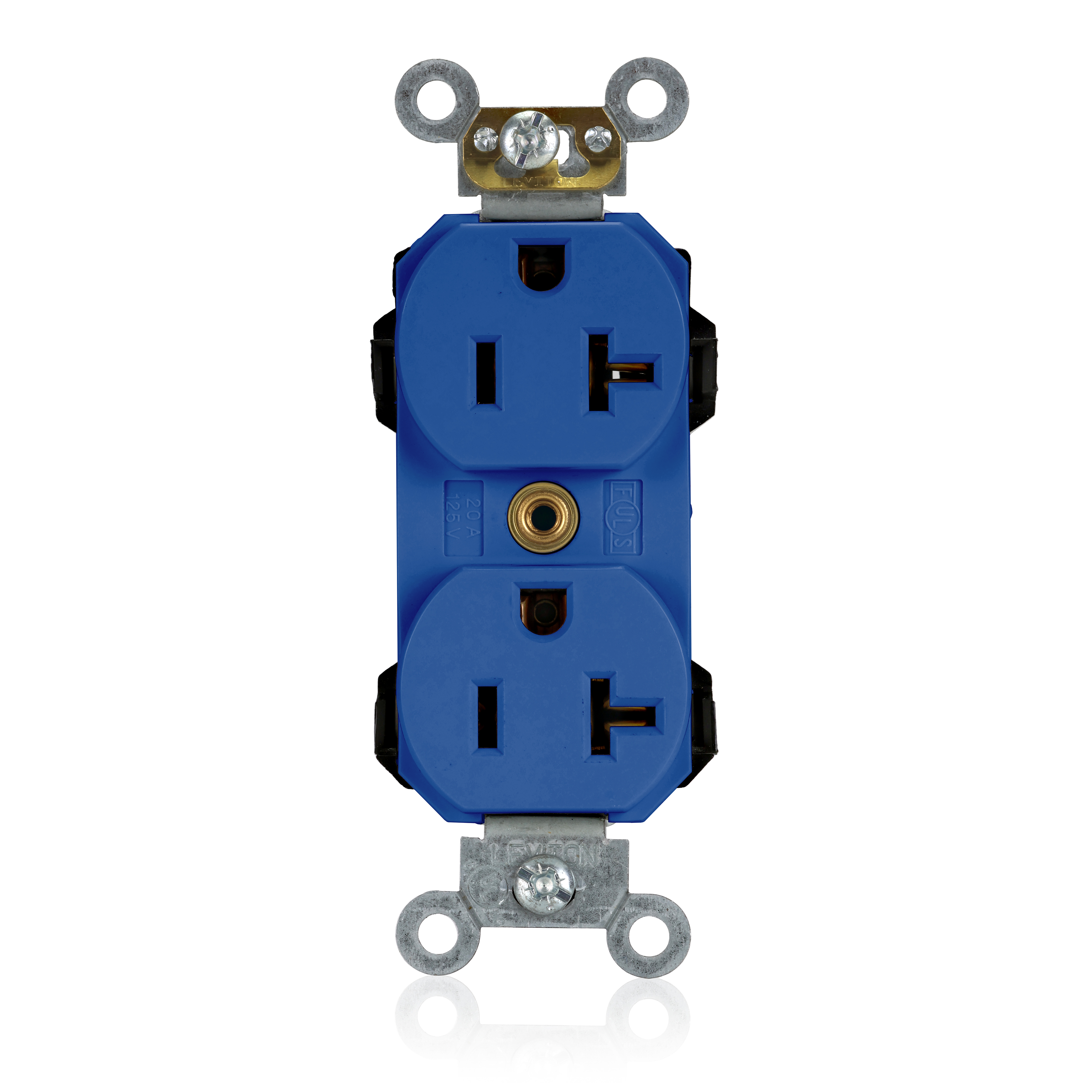 Product image for 20 Amp Lev-Lok® Duplex Receptacle/Outlet, Industrial Grade, Self-Grounding