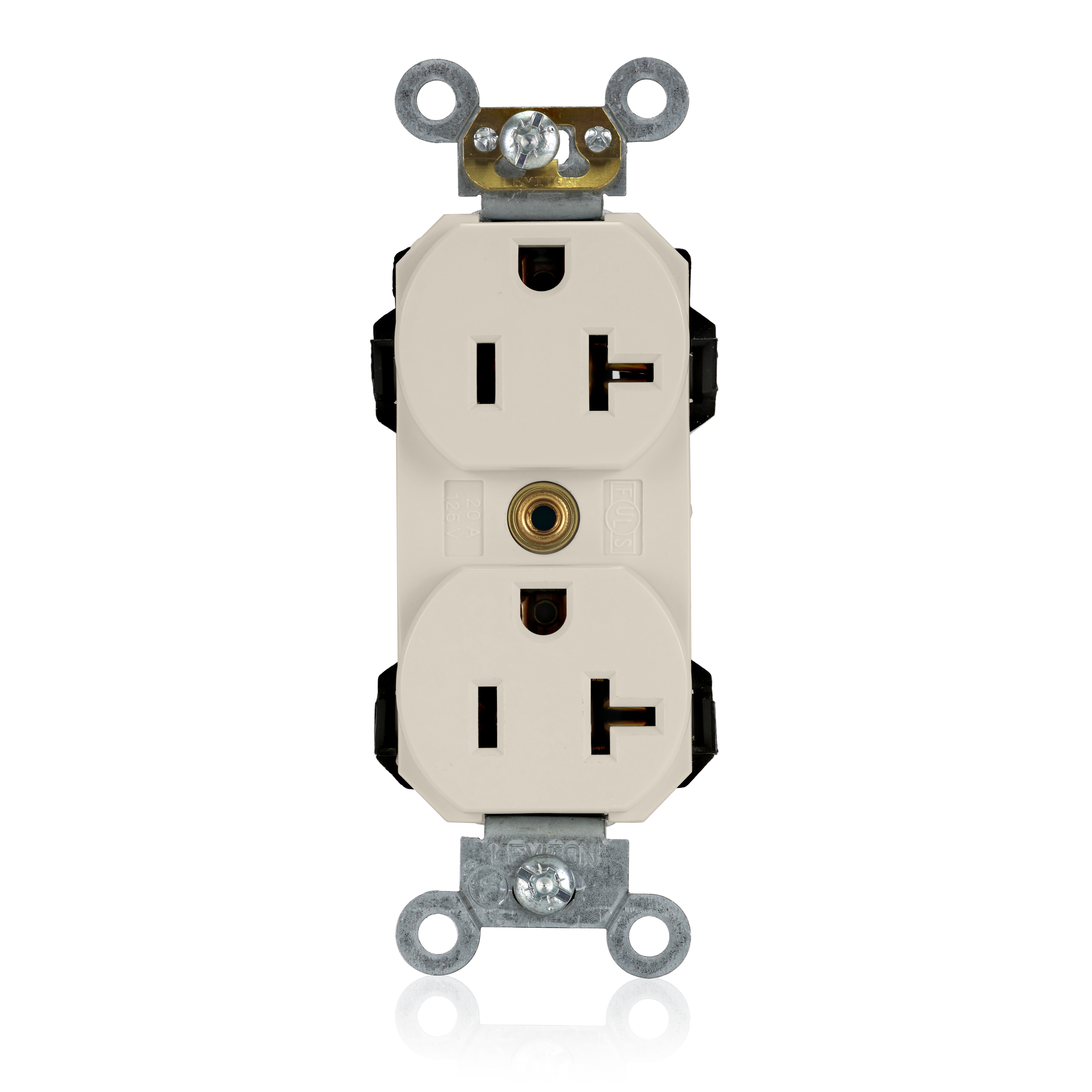 Product image for 20 Amp Lev-Lok® Duplex Receptacle/Outlet, Industrial Grade, Self-Grounding