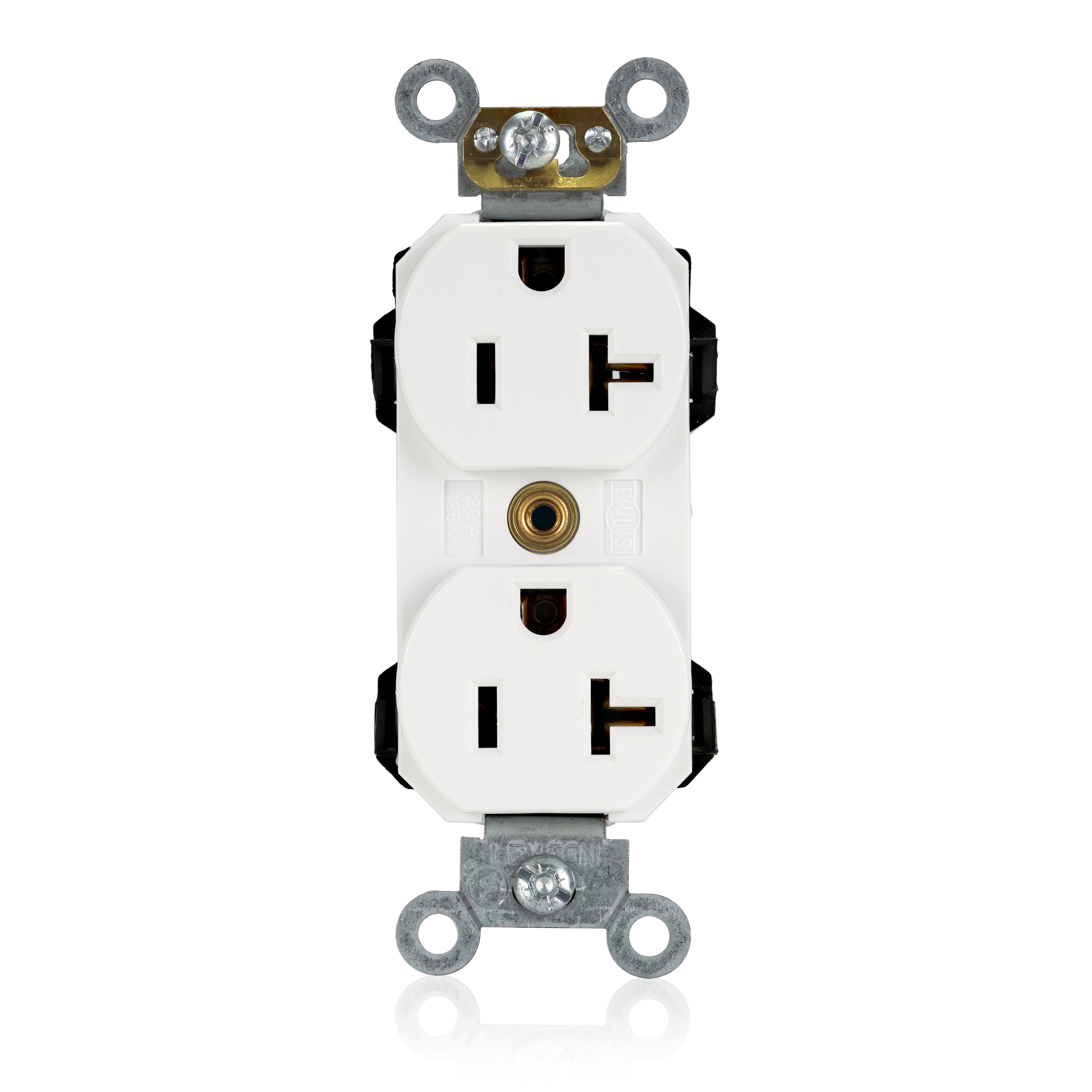 Product image for 20 Amp Lev-Lok® Duplex Receptacle/Outlet, Industrial Grade, Self-Grounding