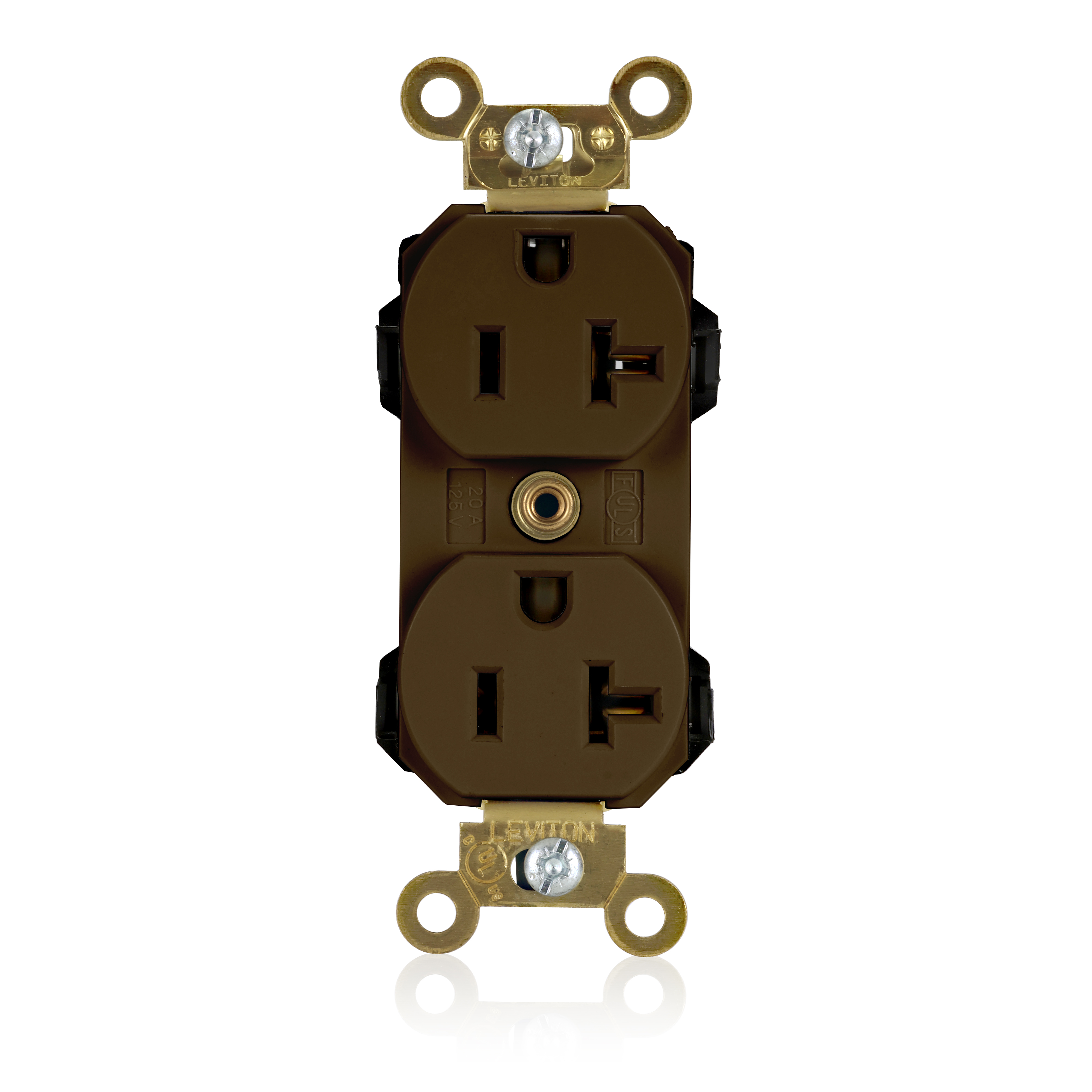 Product image for 20 Amp Lev-Lok® Duplex Receptacle/Outlet, Industrial Grade, Self-Grounding