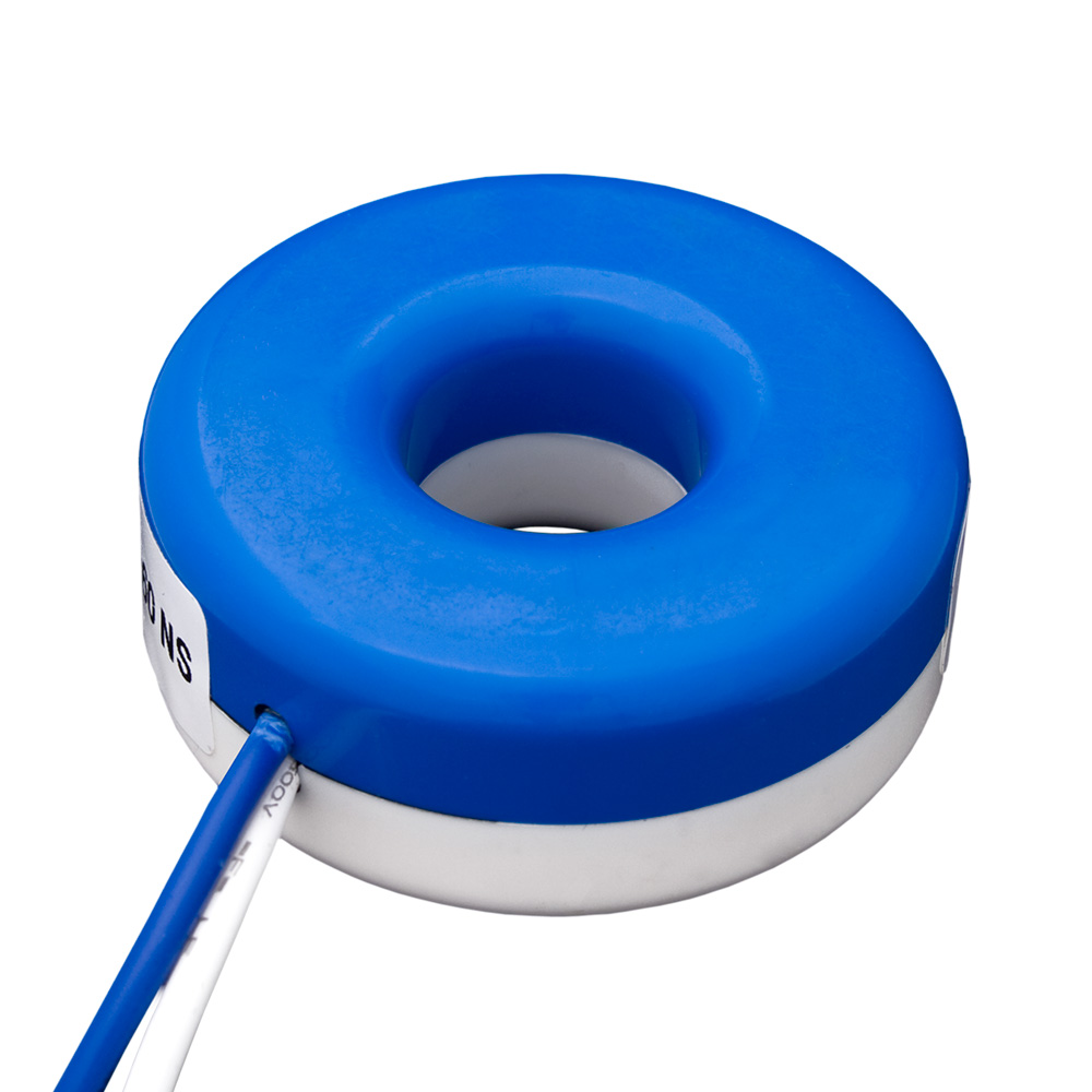 Product image for Current Transformer, Solid Core, 100A, 100mA, 0.72" Opening, 48” Leads, +/-0.3% Accuracy, Blue, For Submetering