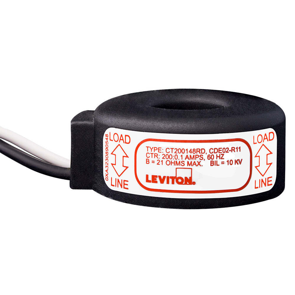Product image for Current Transformer, Solid Core, 200A, 100mA, 0.67" Opening, 96” Leads, +/-0.3% Accuracy, Red Label, For Submetering