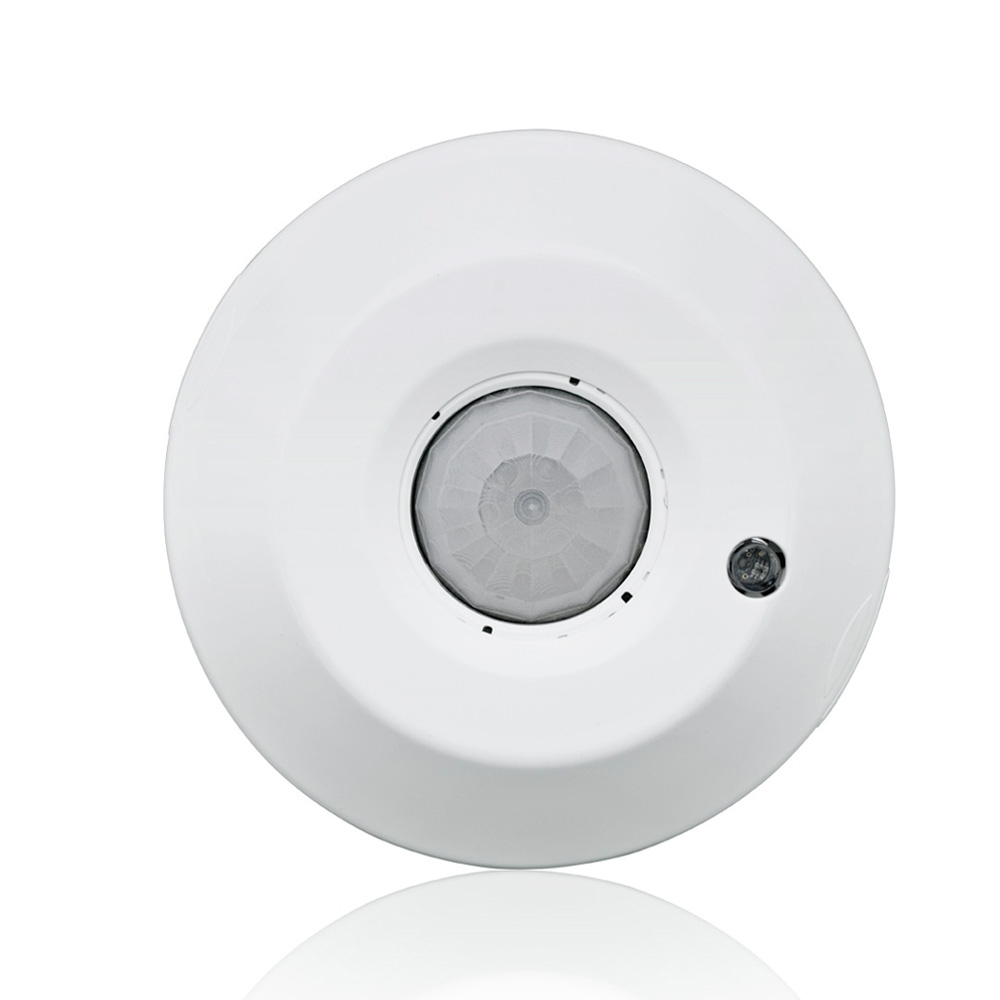 Product image for Occupancy Sensor with Integrated Photocell, Line Voltage, Dual Relay, PIR, Ceiling Mount, 450SF, 120-277V, High-Density Lens installed, Mid-Range included, Provolt™