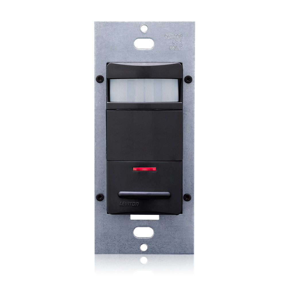 Product image for Occupancy Sensor, PIR, Wall Switch, 2100SF, 120-277V, Black, Auto-ON/Auto-OFF Only, Decora®