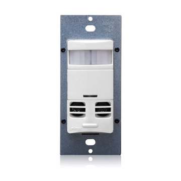 Product image for Product Line: OSSMD, Technology: Multi-Technology PIR/Ultrasonic, Switch Type: Single-Pole, Dual Relay, Fan Model, Mounting: Wall Switch, Device Type: Occupancy Sensor, Coverage (Sq.Ft.): 2400 Sq. Ft., Pattern: 180°, Color: White