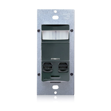 Product image for Product Line: OSSMD, Technology: Multi-Technology PIR/Ultrasonic, Switch Type: Single-Pole, Dual Relay, Fan Model, Mounting: Wall Switch, Device Type: Occupancy Sensor, Coverage (Sq.Ft.): 2400 Sq. Ft., Pattern: 180°, Color: Black