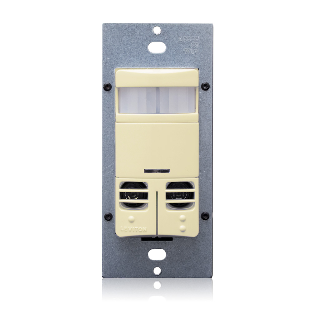Product image for Occupancy Sensor, Multi-Technology (PIR Sensor / Ultrasonic Sensor), Wall Switch, Dual Relay, 2400SF, 120-277V, Ivory, Made in USA with globally sourced components, Decora®